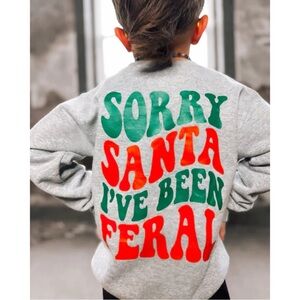 Crump & Co Rabbit Skins Gray Sorry Santa I’ve Been Feral Crewneck Sweatshirt 3